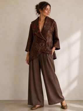 The New Collection by Julie & Martin Venzal, Tapestry Coat - Brown Multi,Boho M